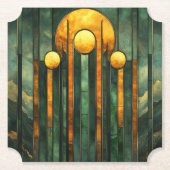 Art Deco Turquoise Groen Goud Zon Kartonnen Onderzetters (Voorkant)