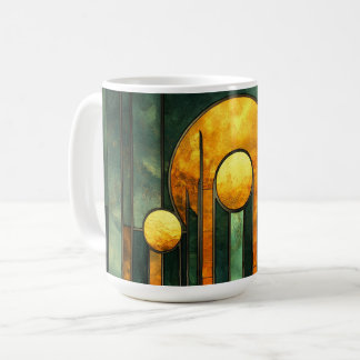 Art Deco Turquoise Groen Goud Zon Koffiemok
