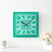 Art Deco, turquoise / pauock Vierkante Klok (Huis)