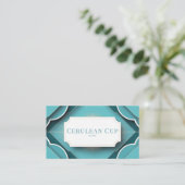 Art Deco Turquoise Schelp Lijst Geometrisch Modern Visitekaartje (Staand voorkant)