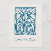 Art Deco Turquoise Tulpen Save the Date Briefkaart (Voorkant)