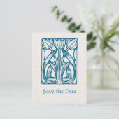 Art Deco Turquoise Tulpen Save the Date Briefkaart (Staand voorkant)