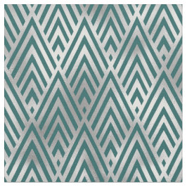 Art Deco Turquoise Zilver Geometrische Lijn Diaman Stof