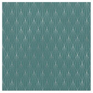 Art Deco Turquoise Zilveren Diamantventilator Stof