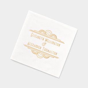 Art Deco Twee Naam #3 Trouwpaar Folie Servetten