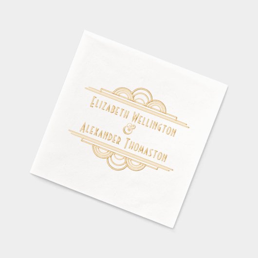 Art Deco Twee Naam #3 Trouwpaar Folie Servetten (Links)