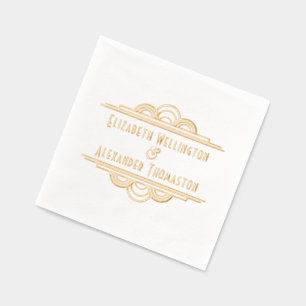 Art Deco Twee Namen #3 Trouwkoppel Folie Servetten