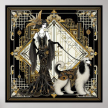 Art Deco Twenties Elegante Dame & Hond