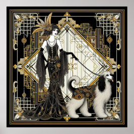 Art Deco Twenties Elegante Dame & Hond Poster