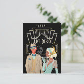  Art Deco Twenties Era Glam Paar Briefkaart (Staand voorkant)