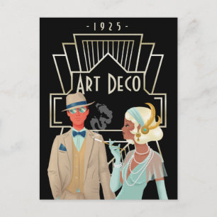  Art Deco Twenties Era Glam Paar Briefkaart