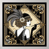 Art Deco Twenties Flapper No 2 Poster (Voorkant)