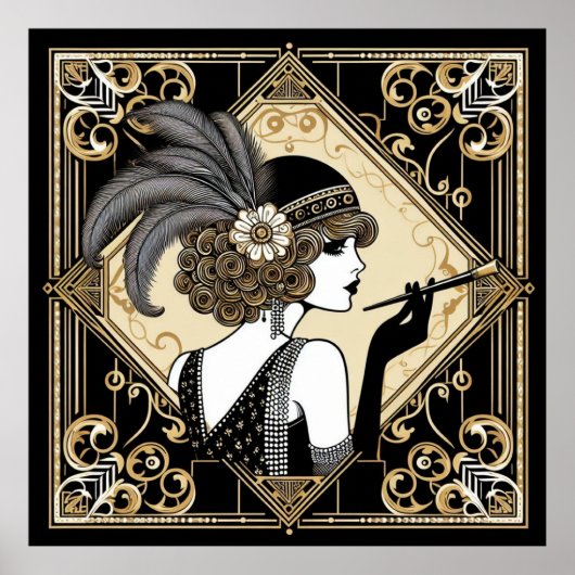 Art Deco Twenties Flapper No 2 Poster (Voorkant)
