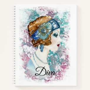 Art Deco Twenties Mode Diva Waterverf Kunst Notitieboek