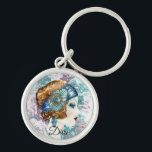 Art Deco Twenties Mode Diva Waterverf Kunst Sleutelhanger<br><div class="desc">Mooie waterverf kunst van een elegante dame met een uitgebreide hoofdtooi van 1920.</div>