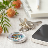 Art Deco Twenties Mode Diva Waterverf Kunst Sleutelhanger (Zijkant)