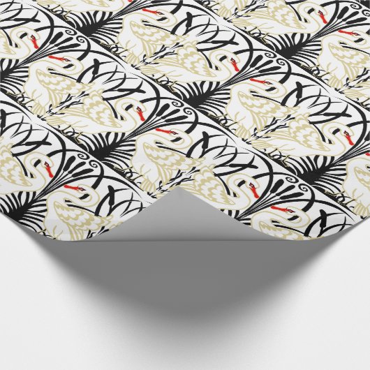 Art Deco Two Swans Cadeaupapier (Hoek)