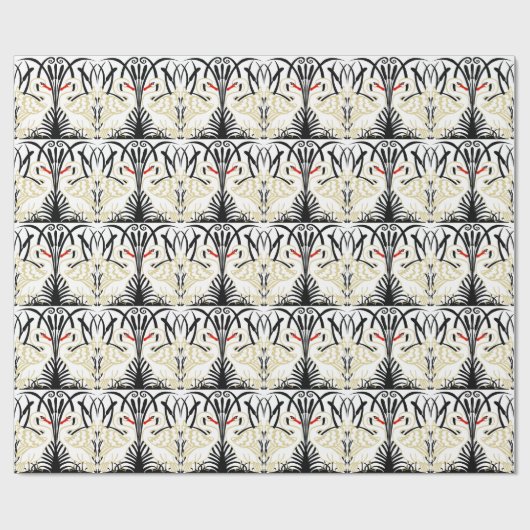 Art Deco Two Swans Cadeaupapier (Vlak)