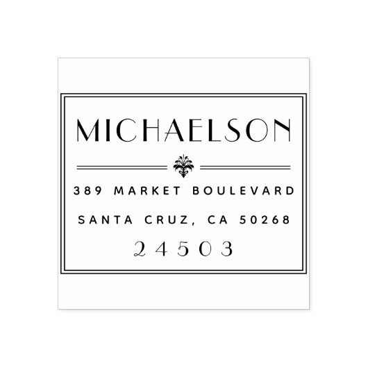 Art Deco Typografie Achternaam Retouradres Rubberstempel (Afrduk)