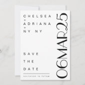 Art Deco typografie modern zwart wit Save The Date (Voorkant)