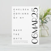 Art Deco typografie modern zwart wit Save The Date (Staand voorkant)