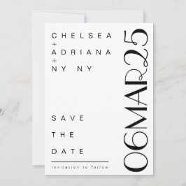 Art Deco typografie modern zwart wit Save The Date