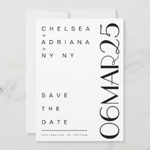 Art Deco typografie modern zwart wit Save The Date