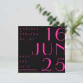 Art Deco Typografie Zwart Roze Save the Date Kaart (Staand voorkant)