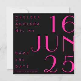 Art Deco Typografie Zwart Roze Save the Date Kaart