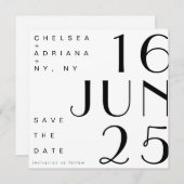 Art Deco Typografie Zwart Wit Save the Date Kaart (Voorkant / Achterkant)