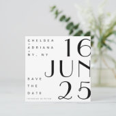 Art Deco Typografie Zwart Wit Save the Date Kaart (Staand voorkant)