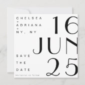 Art Deco Typografie Zwart Wit Save the Date Kaart (Voorkant)