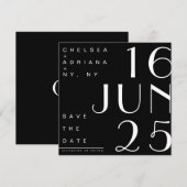 Art Deco Typografie Zwart Wit Save the Date Kaart (Voorkant / Achterkant)