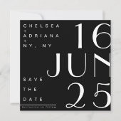 Art Deco Typografie Zwart Wit Save the Date Kaart (Voorkant)