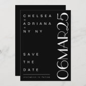 Art Deco Typography Black White Wedding Save The Date (Voorkant / Achterkant)
