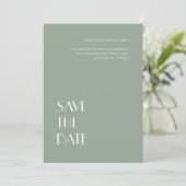Art Deco Typography Sage Grey Green Wedding Save The Date (Staand voorkant)