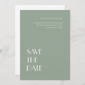 Art Deco Typography Sage Grey Green Wedding Save The Date (Voorkant / Achterkant)