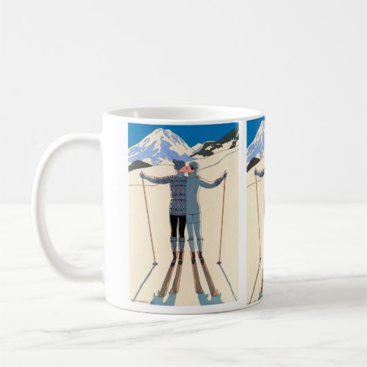 Art Deco uit het verleden, Liefhebbers in de sneeu Koffiemok (Links)