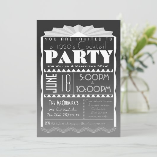 Art Deco Uitnodiging - Gatsby Style- Aangepaste te (Staand voorkant)