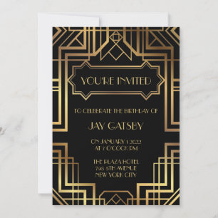 Art Deco uitnodiging met Great Gatsby-thema uit de