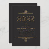 Art Deco Uitnodigingen nieuwjaarsfeest (Voorkant / Achterkant)