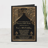 Art Deco uitnodigingskaart zwart en goud gevouwen Aankondiging (Voorkant)