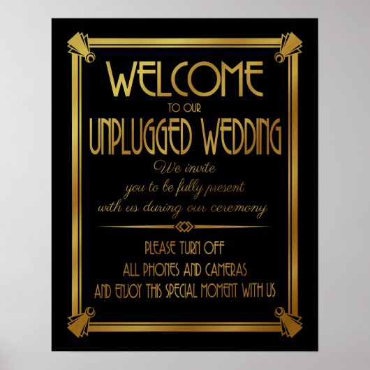 Art Deco unplugged bruiloft GATSBY print GOLD (Voorkant)