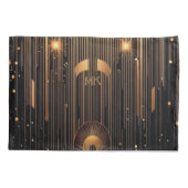 Art Deco Uw Initialen Egyptisch Art Zwart Standaar Kussensloop (Achterkant-Links)