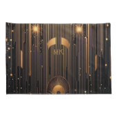 Art Deco Uw Initialen Egyptisch Art Zwart Standaar Kussensloop (Achterkant-Rechts)