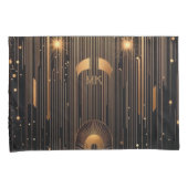 Art Deco Uw Initialen Egyptisch Art Zwart Standaar Kussensloop (Voorkant-Rechts)