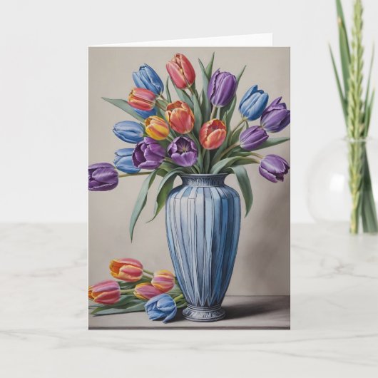 Art Deco vaas van tulpen Kaart (Voorkant)