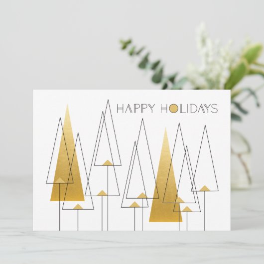 Art Deco vakantiebomen Feestdagenkaart (Staand voorkant)