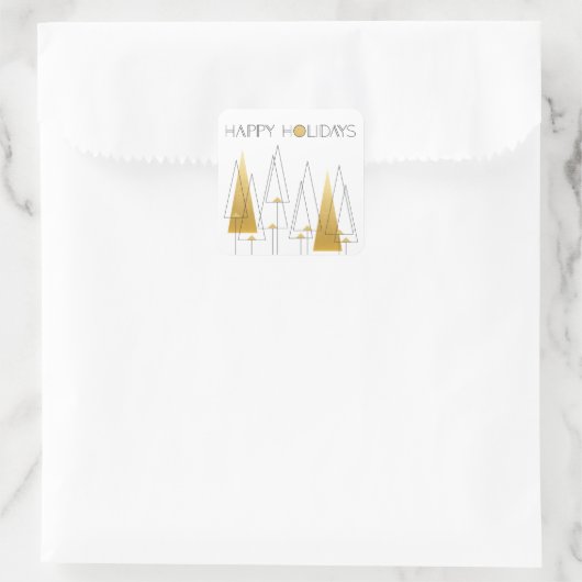 Art Deco vakantiebomen Vierkante Sticker (Tas)