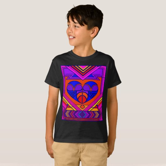 Art Deco Valentijn Heart T-shirt (Voorkant volledig)